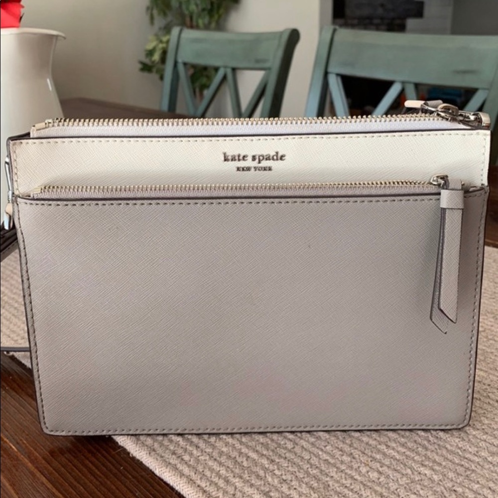 White & Grey Kate Spade Crossbody Purse